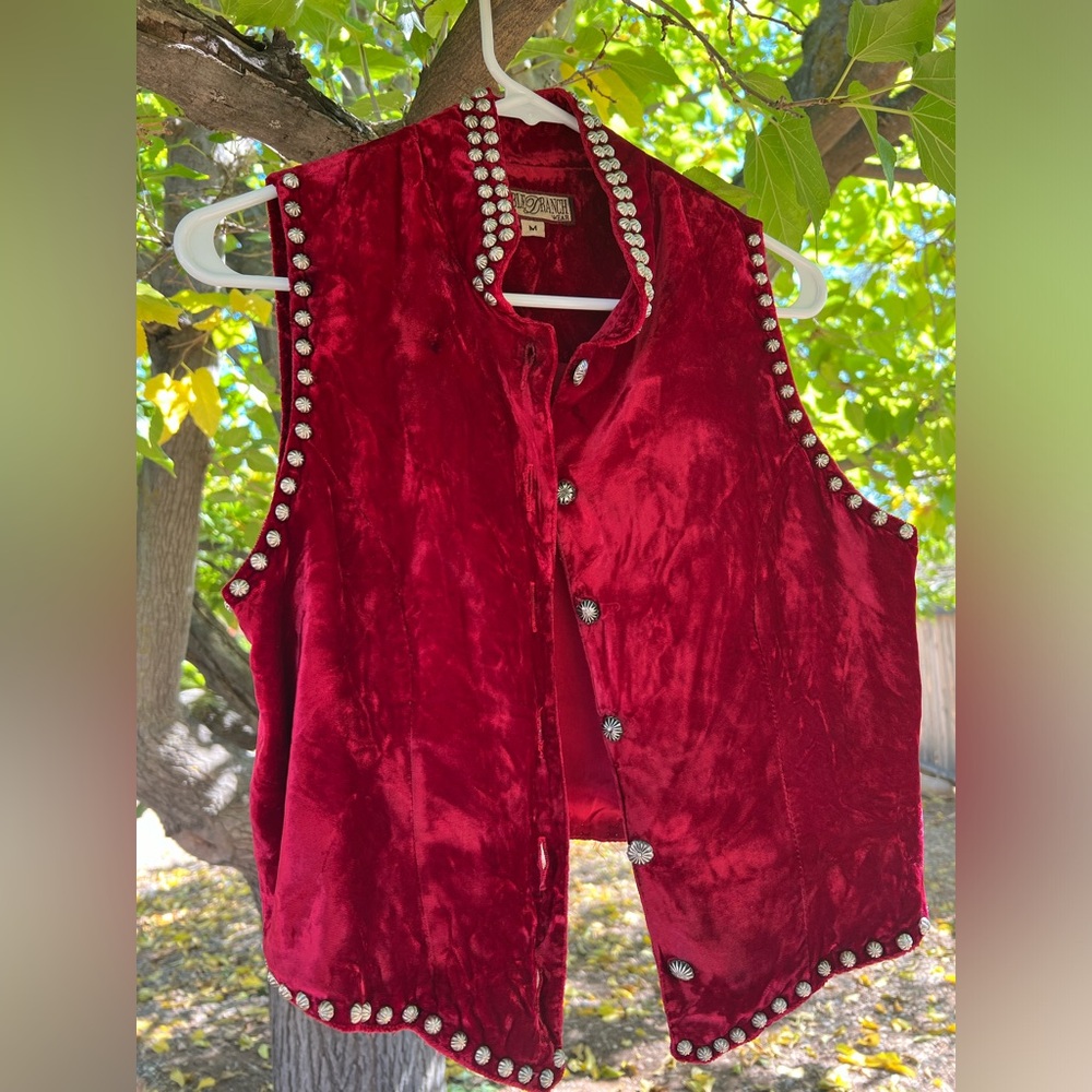 Double D Ranch red velvet western vest